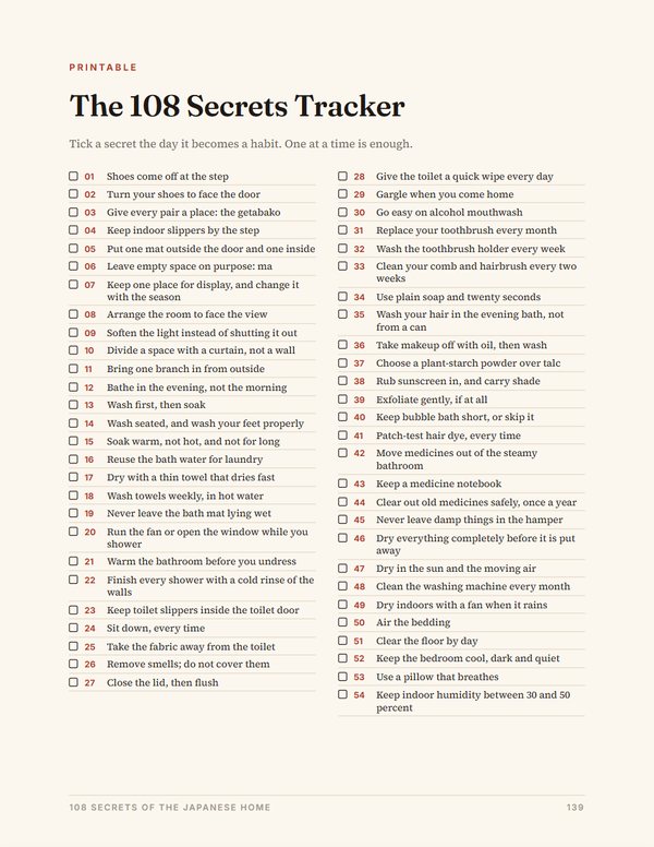 Interior page: The 108 Secrets Tracker